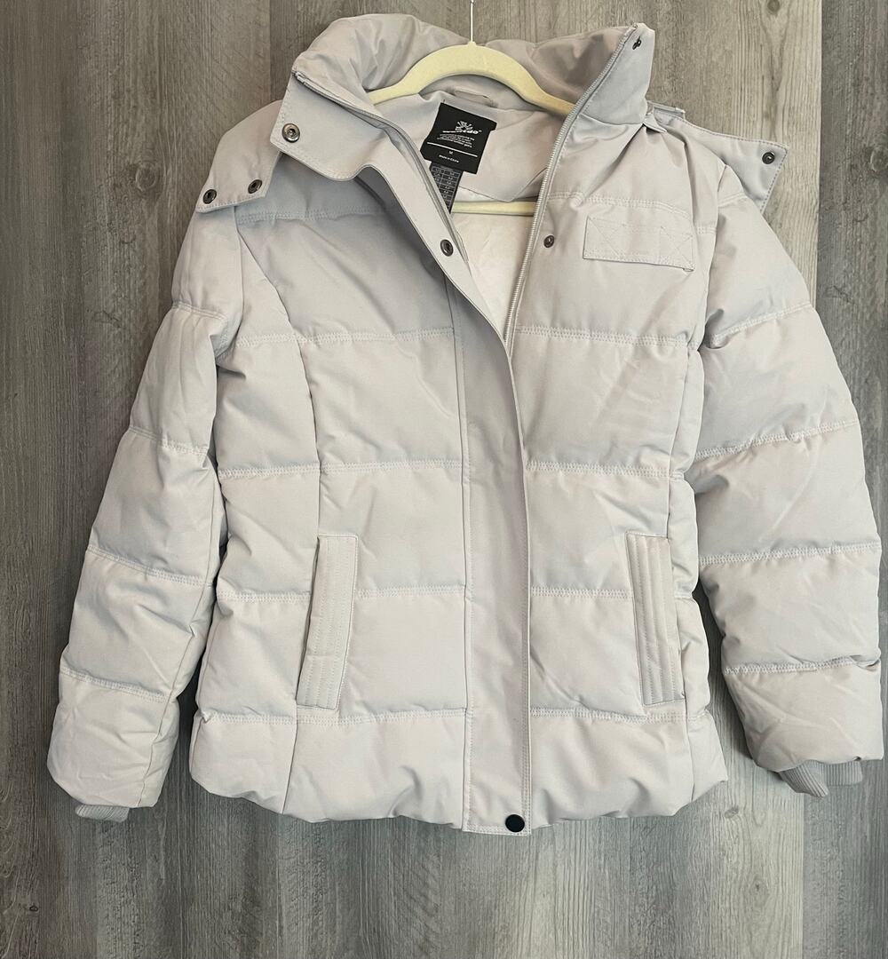 Wantdo Womens M Ivory Puffer Jacket Hooded Insulated Winter Coat Detachable Hood